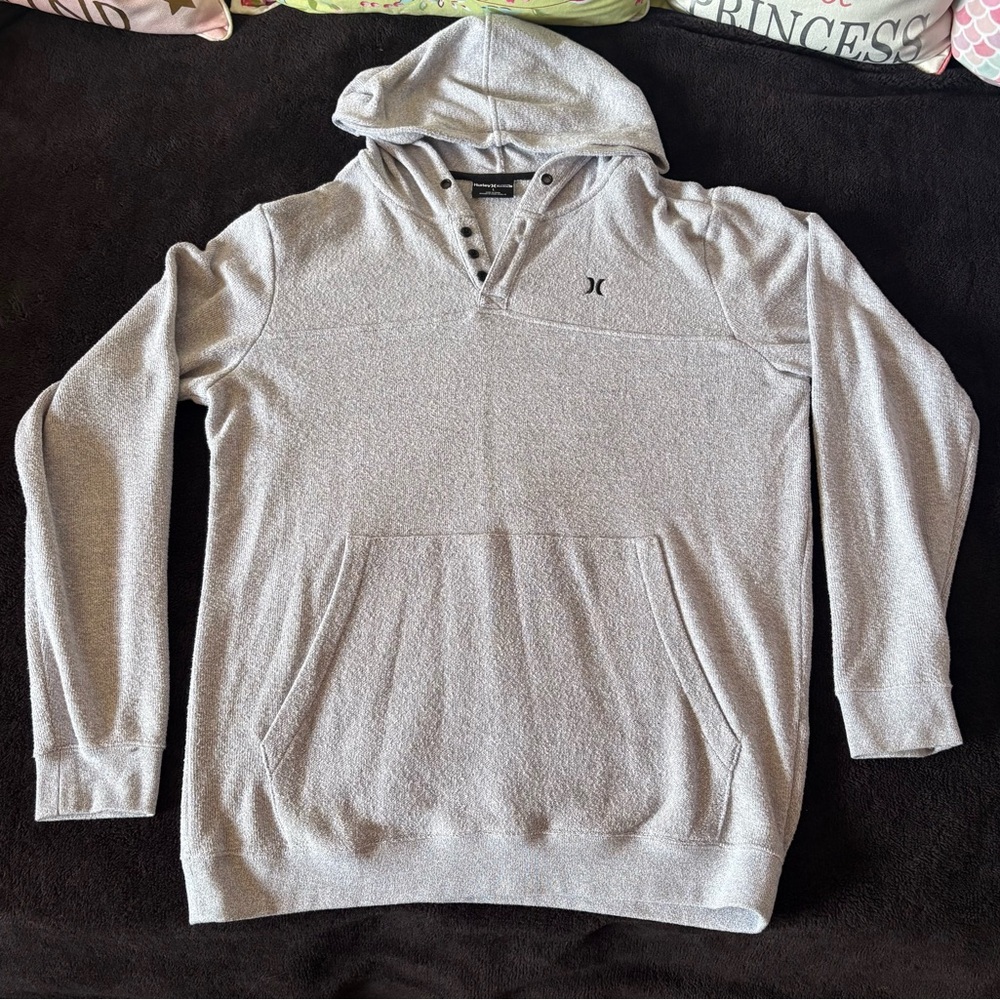 Hurley exclusively for Buckle grey 1/4 button pullover hoodie sweater size large
